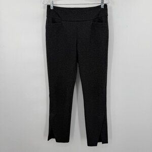UP! Heather Gray Pull On Stretch Pants Ankle Slit Hem Size 8